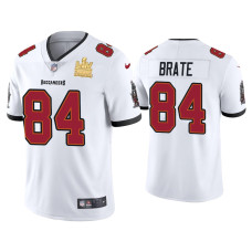 Men Tampa Bay Buccaneers #84 Cameron Brate Super Bowl LV Champions White Vapor Limited Jersey