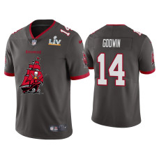 Men Tampa Bay Buccaneers #14 Chris Godwin Super Bowl LV Champions Pewter Team Logo Jersey