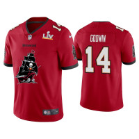 Men Tampa Bay Buccaneers #14 Chris Godwin Super Bowl LV Champions Red Team Logo Jersey