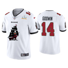 Men Tampa Bay Buccaneers #14 Chris Godwin Super Bowl LV Champions White Team Logo Jersey