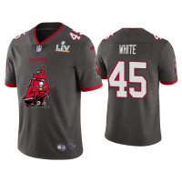 Men Tampa Bay Buccaneers #45 Devin White Super Bowl LV Champions Pewter Team Logo Jersey