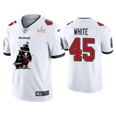 Men Tampa Bay Buccaneers #45 Devin White Super Bowl LV Champions White Team Logo Jersey