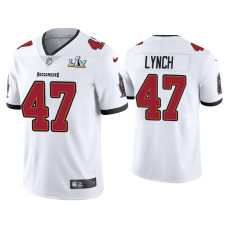 Men Tampa Bay Buccaneers #47 John Lynch Super Bowl LV White Vapor Limited Jersey