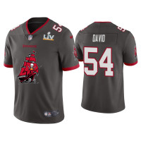 Men Tampa Bay Buccaneers #54 Lavonte David Super Bowl LV Champions Pewter Team Logo Jersey