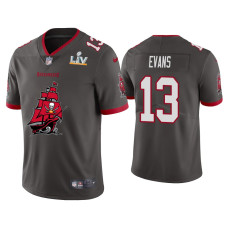 Men Tampa Bay Buccaneers #13 Mike Evans Super Bowl LV Champions Pewter Team Logo Jersey