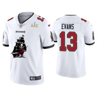 Men Tampa Bay Buccaneers #13 Mike Evans Super Bowl LV Champions White Team Logo Jersey