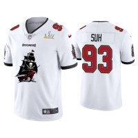 Men Tampa Bay Buccaneers #93 Ndamukong Suh Super Bowl LV Champions White Team Logo Jersey