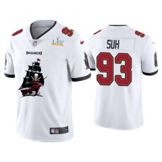 Men Tampa Bay Buccaneers #93 Ndamukong Suh Super Bowl LV Champions White Team Logo Jersey