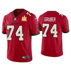 Men Tampa Bay Buccaneers #74 Paul Gruber Super Bowl LV Champions Red Vapor Limited Jersey