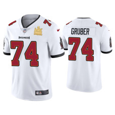 Men Tampa Bay Buccaneers #74 Paul Gruber Super Bowl LV Champions White Vapor Limited Jersey