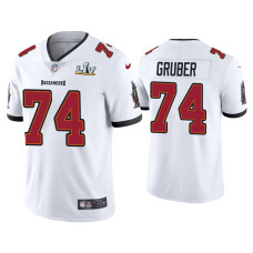 Men Tampa Bay Buccaneers #74 Paul Gruber Super Bowl LV White Vapor Limited Jersey