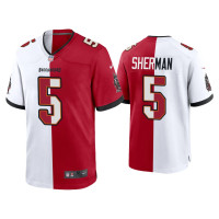 Men Tampa Bay Buccaneers #5 Richard Sherman Red White Split Game Jersey