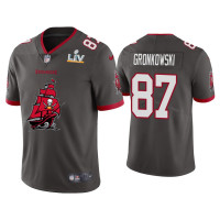 Men Tampa Bay Buccaneers #87 Rob Gronkowski Super Bowl LV Champions Pewter Team Logo Jersey