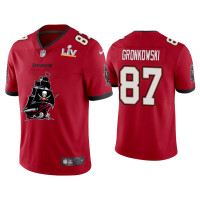 Men Tampa Bay Buccaneers #87 Rob Gronkowski Super Bowl LV Champions Red Team Logo Jersey