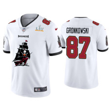 Men Tampa Bay Buccaneers #87 Rob Gronkowski Super Bowl LV Champions White Team Logo Jersey