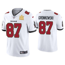 Men Tampa Bay Buccaneers #87 Rob Gronkowski Super Bowl LV Champions White Vapor Limited Jersey