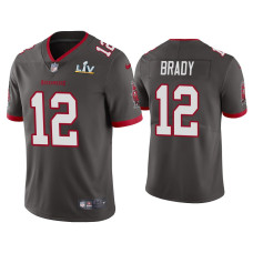 Men Tampa Bay Buccaneers #12 Tom Brady Super Bowl LV Pewter Vapor Limited Jersey