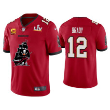 Men Tampa Bay Buccaneers #12 Tom Brady Super Bowl LV Champions Red Team Logo Jersey