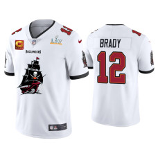 Men Tampa Bay Buccaneers #12 Tom Brady Super Bowl LV Champions White Team Logo Jersey