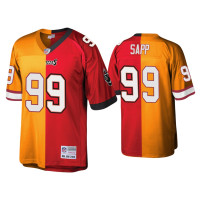 Men Tampa Bay Buccaneers #99 Warren Sapp Red Orange Split Legacy Replica Jersey