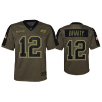 Youth Tampa Bay Buccaneers #12 Tom Brady Olive 2021 Salute To Service Game Jersey