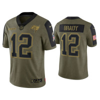 Men Tampa Bay Buccaneers #12 Tom Brady Olive 2021 Salute To Service Limited Jersey