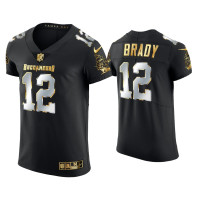 Men Tampa Bay Buccaneers #12 Tom Brady Black Golden Edition Elite Jersey