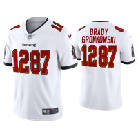 Men Tampa Bay Buccaneers #12 Tom Brady White CP Player Rob Gronkowski Jersey