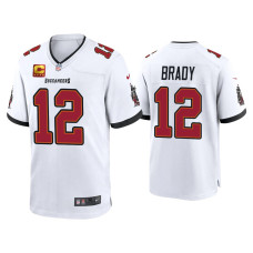 Men Tampa Bay Buccaneers #12 Tom Brady White Game Captain Patch Jersey