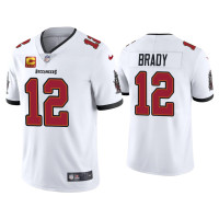 Men Tampa Bay Buccaneers #12 Tom Brady White Vapor Limited Captain Patch Jersey