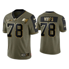 Men Tampa Bay Buccaneers #78 Tristan Wirfs Olive Gold 2021 Salute To Service Limited Jersey