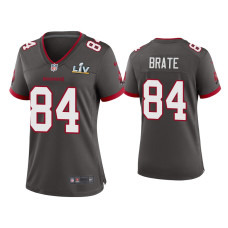 Women Tampa Bay Buccaneers #84 Cameron Brate Super Bowl LV Pewter Game Jersey