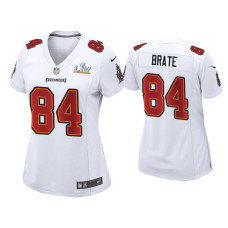 Women Tampa Bay Buccaneers #84 Cameron Brate Super Bowl LV White Game Fashion Jersey