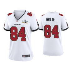 Women Tampa Bay Buccaneers #84 Cameron Brate Super Bowl LV White Game Jersey