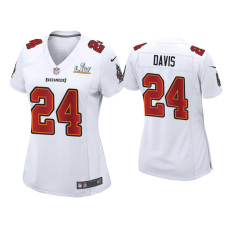 Women Tampa Bay Buccaneers #24 Carlton Davis Super Bowl LV White Game Fashion Jersey