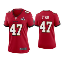 Women Tampa Bay Buccaneers #47 John Lynch Super Bowl LV Red Game Jersey