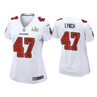 Women Tampa Bay Buccaneers #47 John Lynch Super Bowl LV White Game Fashion Jersey