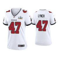 Women Tampa Bay Buccaneers #47 John Lynch Super Bowl LV White Game Jersey