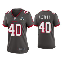 Women Tampa Bay Buccaneers #40 Mike Alstott Super Bowl LV Pewter Game Jersey