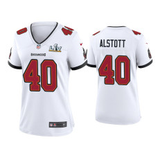 Women Tampa Bay Buccaneers #40 Mike Alstott Super Bowl LV White Game Jersey