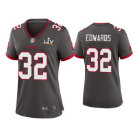 Women Tampa Bay Buccaneers #32 Mike Edwards Super Bowl LV Pewter Game Jersey