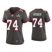 Women Tampa Bay Buccaneers #74 Paul Gruber Super Bowl LV Pewter Game Jersey