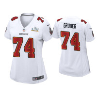 Women Tampa Bay Buccaneers #74 Paul Gruber Super Bowl LV White Game Fashion Jersey