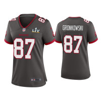 Women Tampa Bay Buccaneers #87 Rob Gronkowski Super Bowl LV Pewter Game Jersey