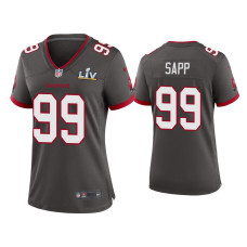 Women Tampa Bay Buccaneers #99 Warren Sapp Super Bowl LV Pewter Game Jersey