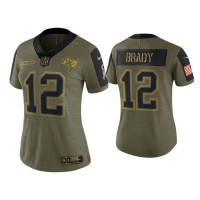 Women Tampa Bay Buccaneers #12 Tom Brady Olive 2021 Salute To Service Limited Jersey