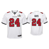 Youth Tampa Bay Buccaneers #24 Carlton Davis Super Bowl LV White Game Jersey