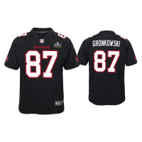 Youth Tampa Bay Buccaneers #87 Rob Gronkowski Super Bowl LV Black Game Fashion Jersey