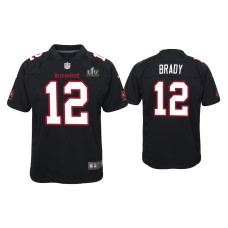 Youth Tampa Bay Buccaneers #12 Tom Brady Super Bowl LV Black Game Fashion Jersey